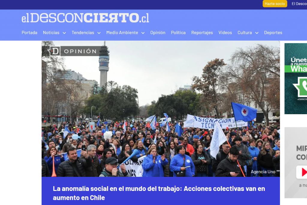 La anomalía social en el mundo del trabajo: Acciones colectivas van en aumento en Chile